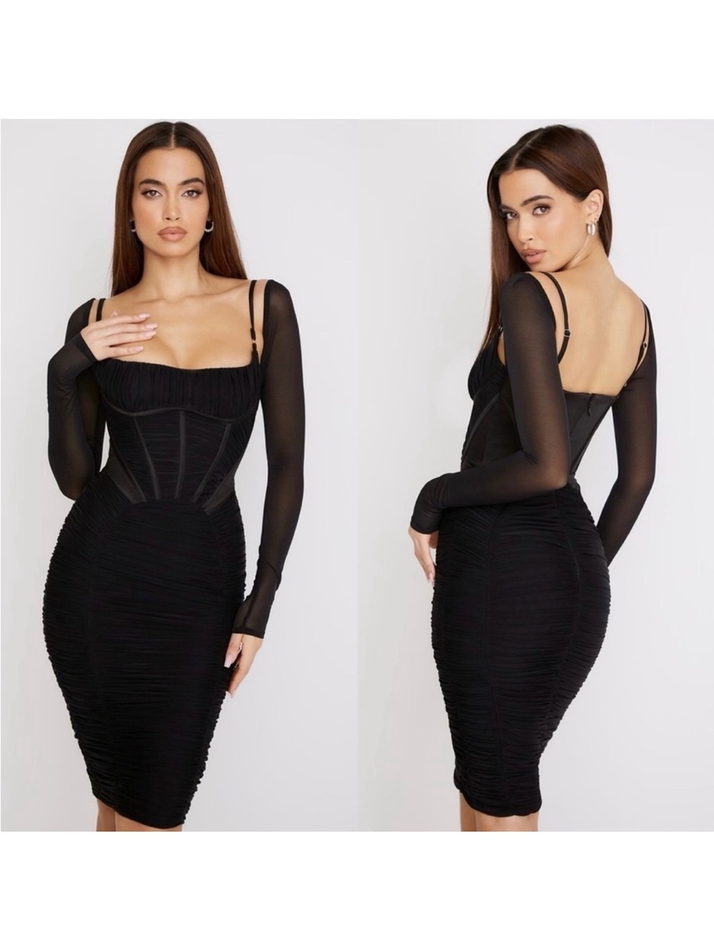 House of CB FREYJA (xs) black ruched corset dress new without tag  BIG cup C-D